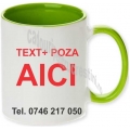 Cana personalizata,  Interior si toarta verde deschis